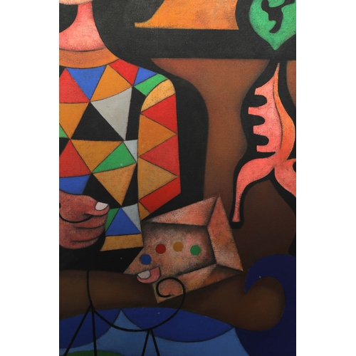 5 - ORLANDO BOFFILL HERNANDEZ (CUBAN B.1964). LA NUEVA OLA. oil on canvas, 107cm x 78cm, framed.