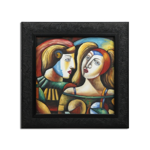 50 - 20TH CENTURY SCHOOL. PORTRAIT STUDIES. oil on board, 61cm x 61cm, framed.