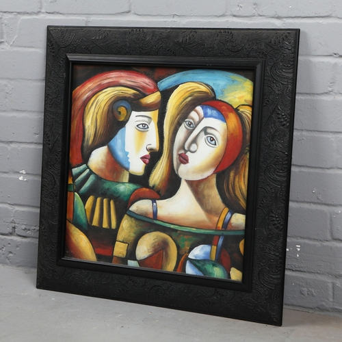 50 - 20TH CENTURY SCHOOL. PORTRAIT STUDIES. oil on board, 61cm x 61cm, framed.