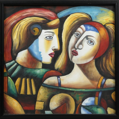 50 - 20TH CENTURY SCHOOL. PORTRAIT STUDIES. oil on board, 61cm x 61cm, framed.