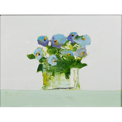 51 - MIKE SERVICE. PANSIES-STUDY II. oil on board, 41cm x 49cm, framed. Provenance: Catharine Miller, Hol... 