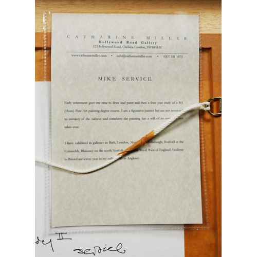 51 - MIKE SERVICE. PANSIES-STUDY II. oil on board, 41cm x 49cm, framed. Provenance: Catharine Miller, Hol... 