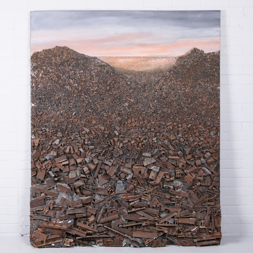 53 - FRANK J MILLER. LOS ANGELES. Mixed Media on Wood, 185cms x 152cms, (Purchased Woolff Gallery).