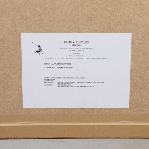 54 - HONOR C APPLETON (1879-1951). 'I THINK WE'D BETTER WHISPER'. ink and watercolour drawing, 1935, sign... 