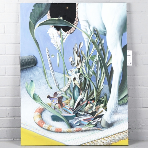 56 - JAEHONG AHN (SOUTH KOREAN B. 1979). THE ENGAGEMENT OF NARCISSISTS. Oil on canvas,100 x 80.5cm.