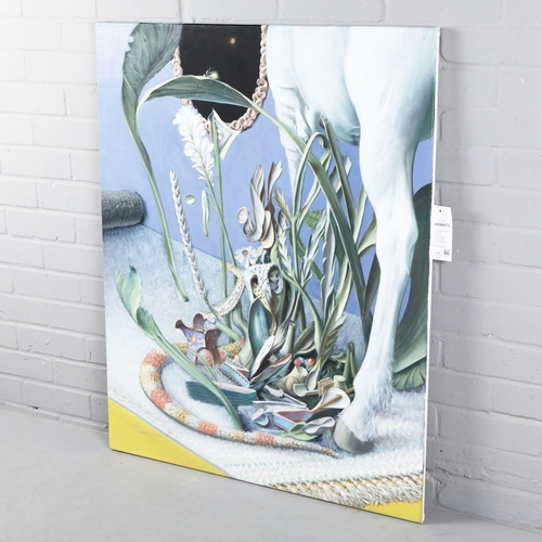 56 - JAEHONG AHN (SOUTH KOREAN B. 1979). THE ENGAGEMENT OF NARCISSISTS. Oil on canvas,100 x 80.5cm.