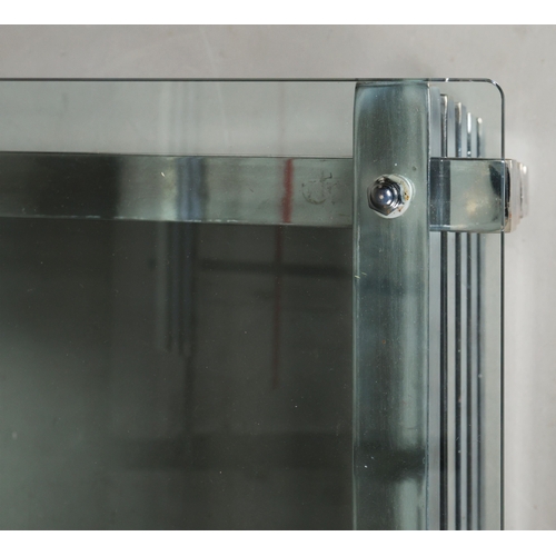 571 - ATTRIBUTED TO ANDREW MARTIN CHROME LOG COFFEE TABLE. 89.5cm x 120cm x 40cm approx.