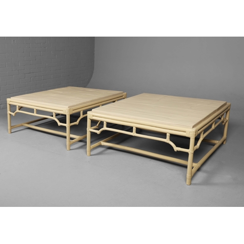 575 - ANDREW MARTIN BAMBOO COFFEE TABLES, A PAIR. 100.5cm x 100.5cm x 46cm each approx. (2).