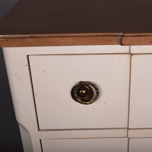 578 - ROCHE BOBOIS FIVE DRAWER CHEST. painted antiqued finish 115cm t x 70 cm w x 40 cm d.