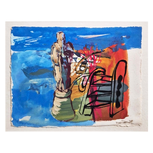 58 - MARISSA DAVIES. PILGRIMS WAY. Watercolour & Pastel, 14cms x 19cms, signed, Framed (Label for Anna Me... 