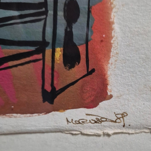 58 - MARISSA DAVIES. PILGRIMS WAY. Watercolour & Pastel, 14cms x 19cms, signed, Framed (Label for Anna Me... 