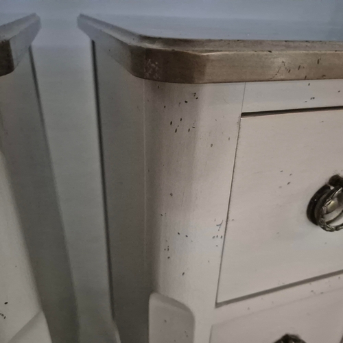 580 - ROCHE BOBOIS SIDE CHESTS, A PAIR. in antiqued painted finish each 81cm t x 70 cm w x 40 cm d (2).