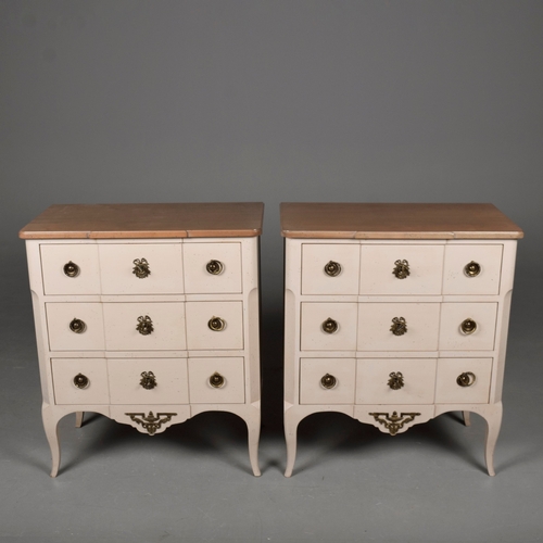 580 - ROCHE BOBOIS SIDE CHESTS, A PAIR. in antiqued painted finish each 81cm t x 70 cm w x 40 cm d (2).