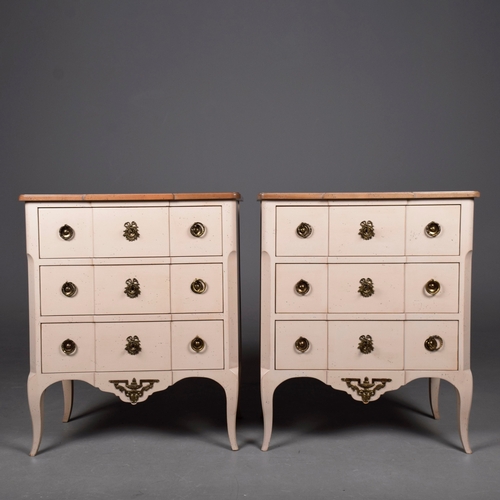 580 - ROCHE BOBOIS SIDE CHESTS, A PAIR. in antiqued painted finish each 81cm t x 70 cm w x 40 cm d (2).