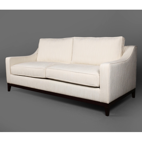 586 - BESPOKE SOFA LONDON IVORY FABRIC UPHOLSTERED SOFA. 196cm x 95cm x 86cm approx.