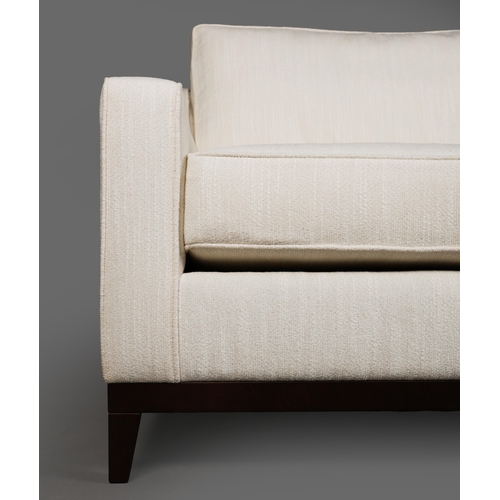 586 - BESPOKE SOFA LONDON IVORY FABRIC UPHOLSTERED SOFA. 196cm x 95cm x 86cm approx.