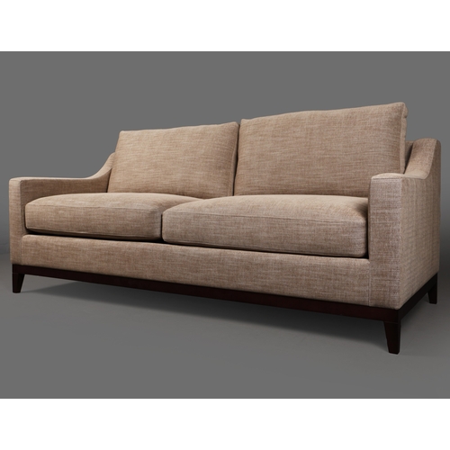 587 - BESPOKE SOFA LONDON NEUTRAL FABRIC UPHOLSTERED SOFA. 196cm x 95cm x 86cm approx.