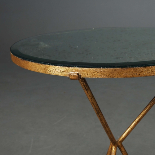 597 - OKA TRIOMPHE TRIPOD SIDE TABLES, A PAIR. With mirrored glass tops 64cm H x 43cm W.