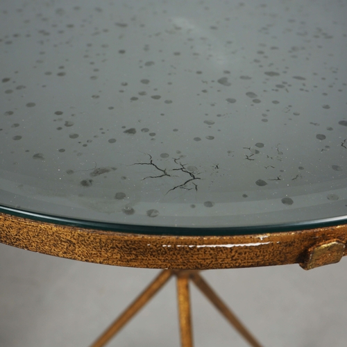 597 - OKA TRIOMPHE TRIPOD SIDE TABLES, A PAIR. With mirrored glass tops 64cm H x 43cm W.