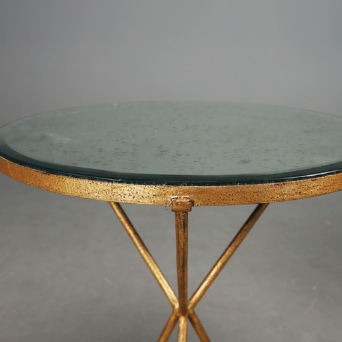 597 - OKA TRIOMPHE TRIPOD SIDE TABLES, A PAIR. With mirrored glass tops 64cm H x 43cm W.