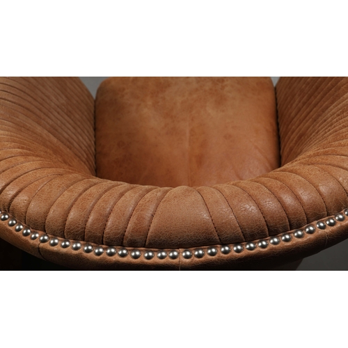 599 - OKA CROSBY LEATHER TUB ARMCHAIRS, A PAIR. (2). 73cm H x 82cm W x 80cm D.