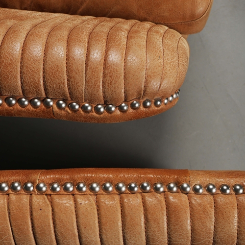 599 - OKA CROSBY LEATHER TUB ARMCHAIRS, A PAIR. (2). 73cm H x 82cm W x 80cm D.