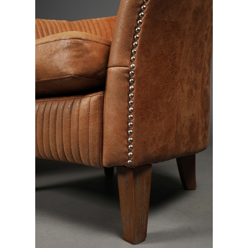 599 - OKA CROSBY LEATHER TUB ARMCHAIRS, A PAIR. (2). 73cm H x 82cm W x 80cm D.
