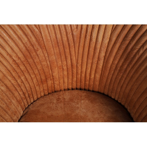 599 - OKA CROSBY LEATHER TUB ARMCHAIRS, A PAIR. (2). 73cm H x 82cm W x 80cm D.