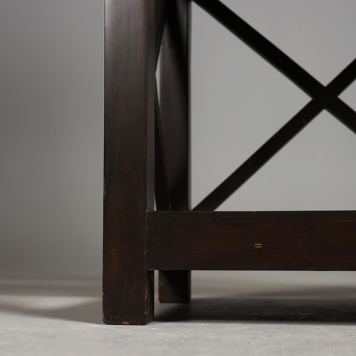 600 - OKA BOOKCASE. with X form back and sides 168 cm t x 86 cm w 32 cm d.