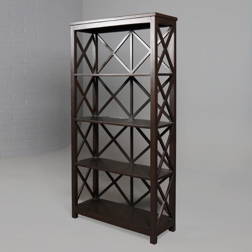 600 - OKA BOOKCASE. with X form back and sides 168 cm t x 86 cm w 32 cm d.