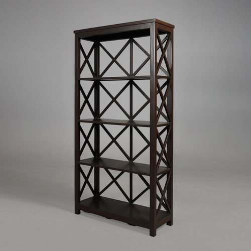 600 - OKA BOOKCASE. with X form back and sides 168 cm t x 86 cm w 32 cm d.
