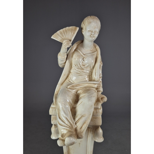 605 - SELECTED BY PAOLO MOSCHINO CHINOISERIE WOMAN. hand painted Italian ceramic, 173cm H.