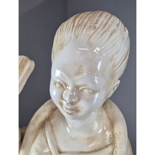 605 - SELECTED BY PAOLO MOSCHINO CHINOISERIE WOMAN. hand painted Italian ceramic, 173cm H.