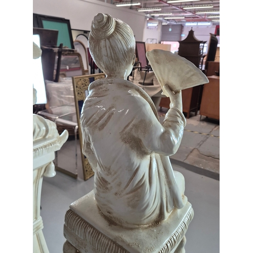 605 - SELECTED BY PAOLO MOSCHINO CHINOISERIE WOMAN. hand painted Italian ceramic, 173cm H.