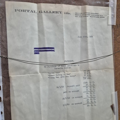 63 - CORNELIA DIBBLE. WOMAN WADING IN SEA. watercolour on board, signed and dated '66 to lower right, Pro... 