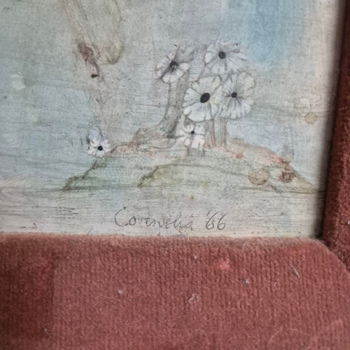 63 - CORNELIA DIBBLE. WOMAN WADING IN SEA. watercolour on board, signed and dated '66 to lower right, Pro... 