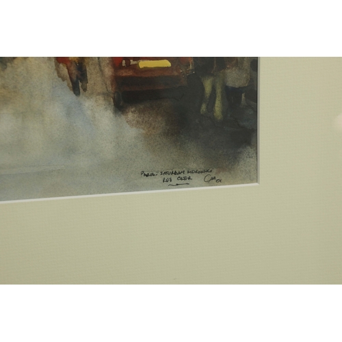 64 - ALAN HEPBURN WATERCOLOURS, A PAIR. Parisian street scenes, bears Mall Galleries label to verso , eac... 