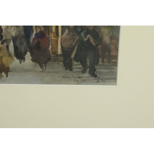 64 - ALAN HEPBURN WATERCOLOURS, A PAIR. Parisian street scenes, bears Mall Galleries label to verso , eac... 