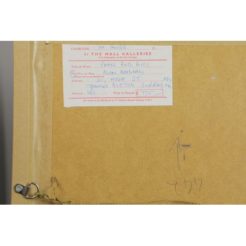 64 - ALAN HEPBURN WATERCOLOURS, A PAIR. Parisian street scenes, bears Mall Galleries label to verso , eac... 