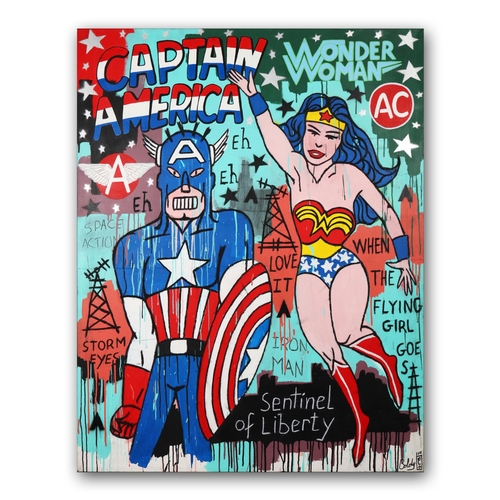 7 - LORENZO BOLDY (B. 1964). CAPTAIN & WONDER. oil on canvas, 162cm x 130cm.