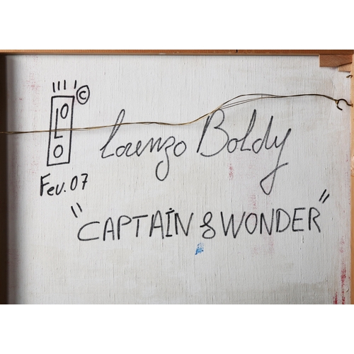 7 - LORENZO BOLDY (B. 1964). CAPTAIN & WONDER. oil on canvas, 162cm x 130cm.