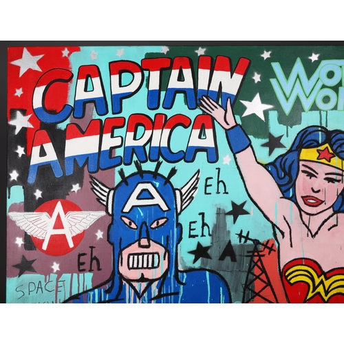 7 - LORENZO BOLDY (B. 1964). CAPTAIN & WONDER. oil on canvas, 162cm x 130cm.