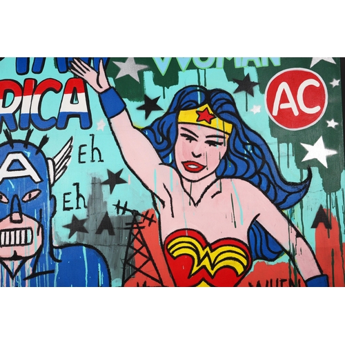 7 - LORENZO BOLDY (B. 1964). CAPTAIN & WONDER. oil on canvas, 162cm x 130cm.