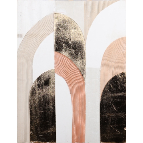 72 - 21ST CENTURY SCHOOL. ART DECO ABSTRACT. mixed media on canvas, 100cm x 80cm.