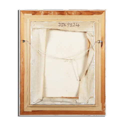 77 - HARBOUR SCENE WITH BOATS. oil on canvas, signed and dated bottom right, framed, 67 cm H x 56 cm W (f... 