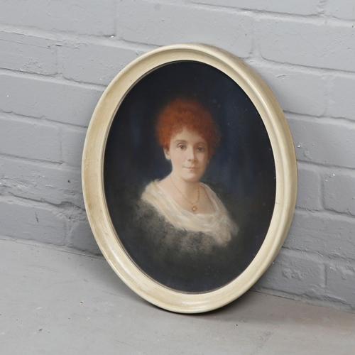79 - EARLY 20TH CENTURY BRITISH SCHOOL. PORTRAIT OF A LADY. pastel, 43cm x 35cm, framed.
