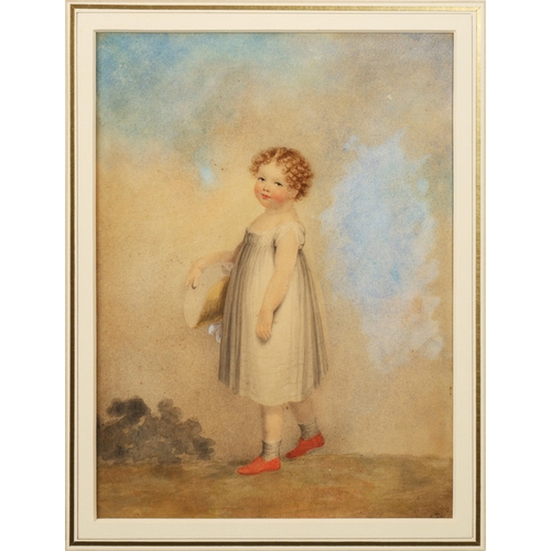 81 - ATTRIBUTED TO ADAM BUCK (IRISH 1759-1833). PORTRAIT OF A YOUNG GIRL. watercolour, 43cm x 37cm, frame... 