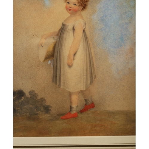 81 - ATTRIBUTED TO ADAM BUCK (IRISH 1759-1833). PORTRAIT OF A YOUNG GIRL. watercolour, 43cm x 37cm, frame... 