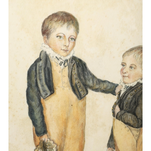 84 - 19TH CENTURY BRITISH SCHOOL. YOUNG BOYS WITH RABBITS. watercolour and pencil, 52cm x 39cm, framed.