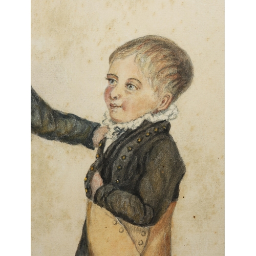 84 - 19TH CENTURY BRITISH SCHOOL. YOUNG BOYS WITH RABBITS. watercolour and pencil, 52cm x 39cm, framed.